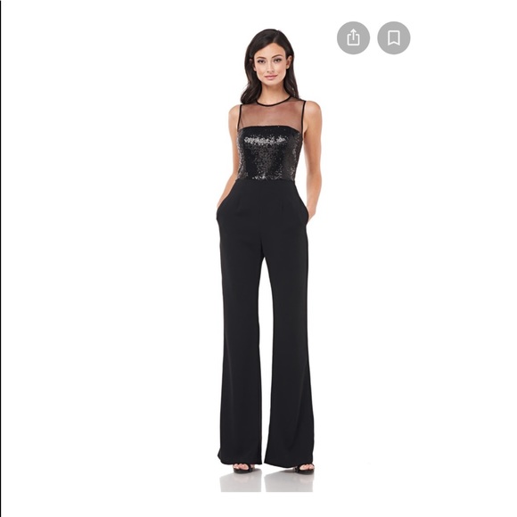 Carmen Marc Valvo Pants - Carmen Marc Valvo Infusion Sequin Bodice Jumpsuit